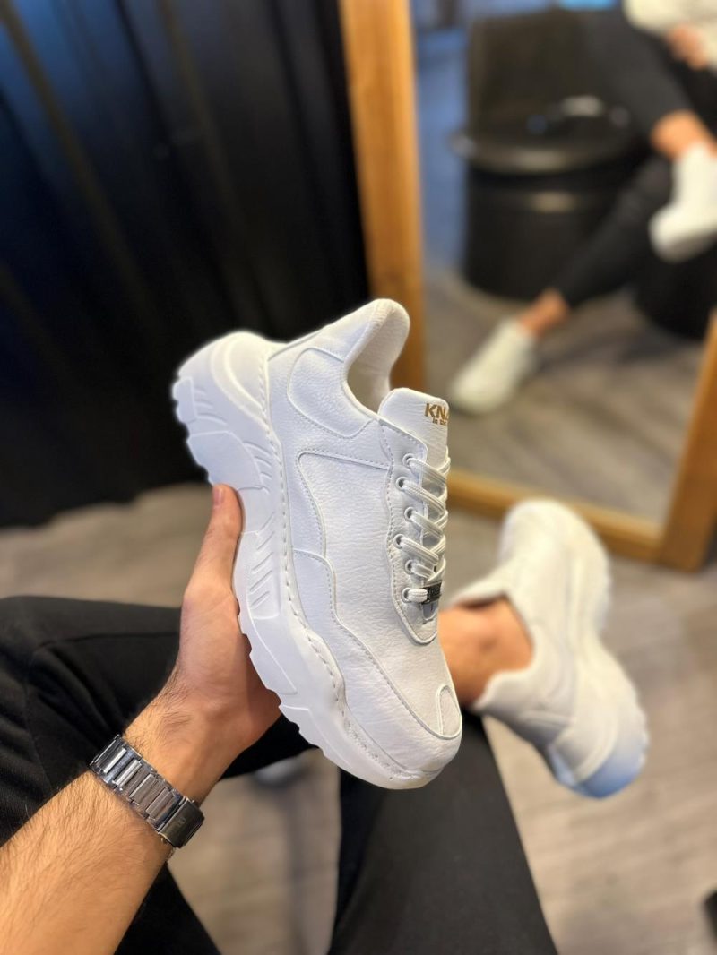 Solaress N75 Mens Sneakers, Leather Daily Shoes White - Image 2