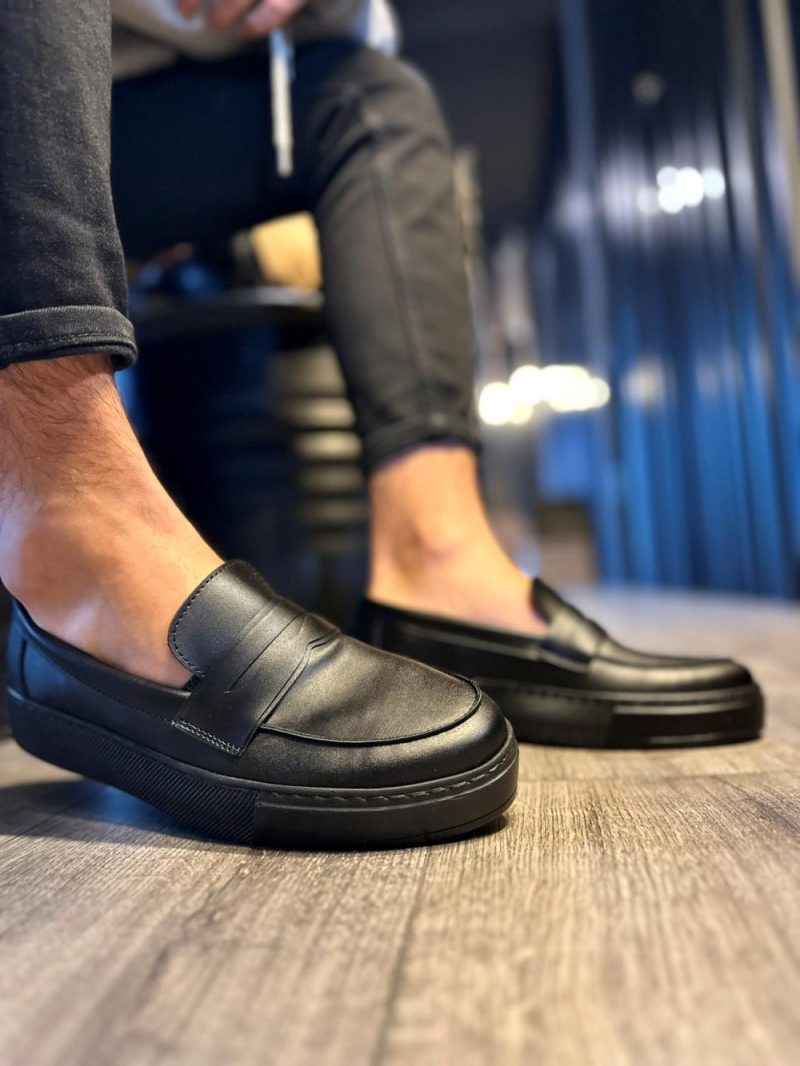 Solaress 400 Mens Sneakers, Leather Daily Shoes Black Black Sole - Image 4