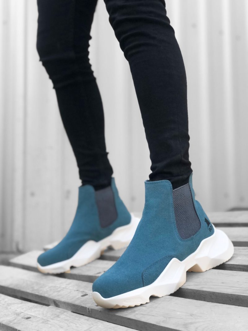 Boa BA0444 Men Sneakers,  Leather Blue Fashion Shoes - Image 2