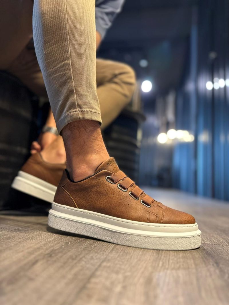 Solaress 521 Mens Sneakers, Leather Daily Shoes Brown
