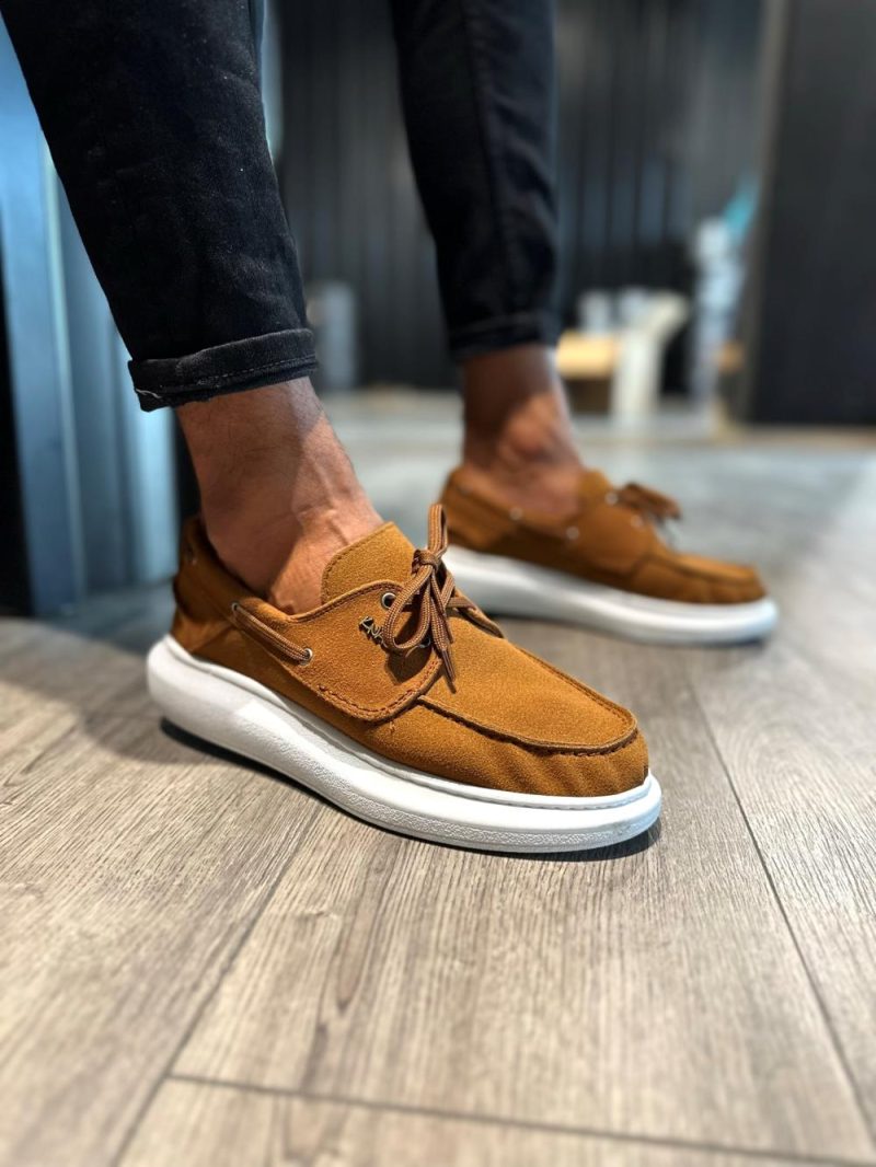 Solaress 009 Mens Sneakers, Leather Daily Shoes Brown