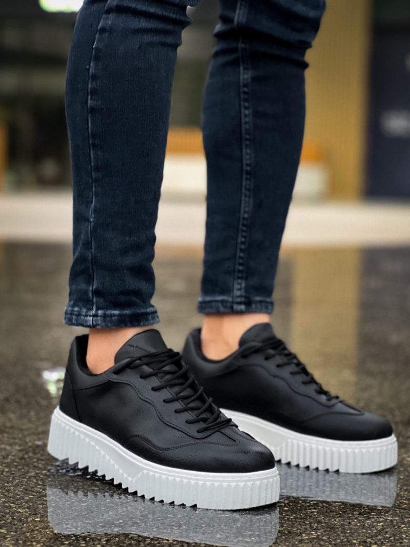 Boa BA0802 Men Sneakers,  Leather Black  Fashion Shoes - Image 4