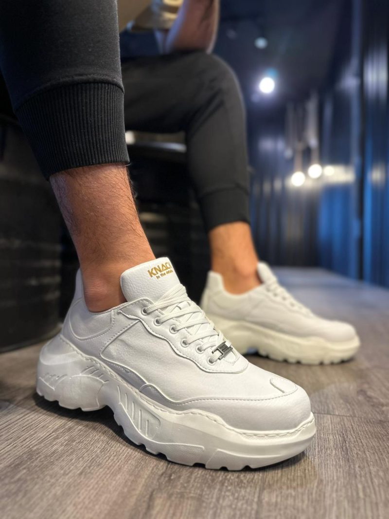 Solaress N75 Mens Sneakers, Leather Daily Shoes White - Image 3