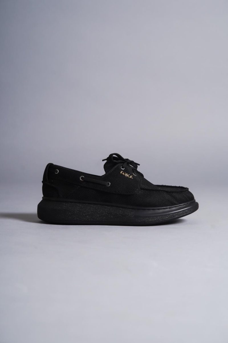 Solaress 009 Mens Sneakers, Leather Daily Shoes Black Black Sole - Image 2