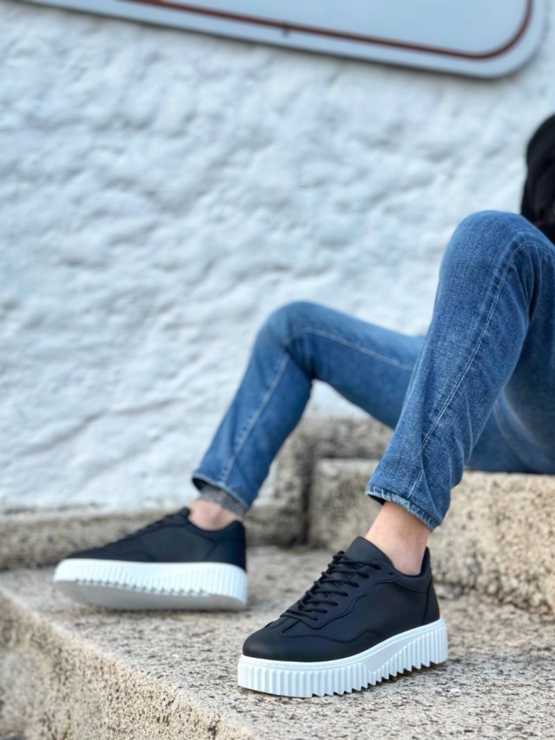 Boa BA0802 Men Sneakers,  Leather Black  Fashion Shoes - Image 2