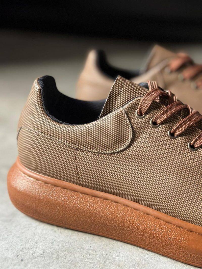 Solaress 041 Mens Sneakers, Leather Daily Shoes Brown - Image 3