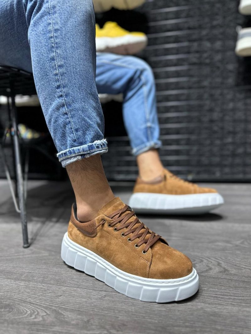 Solaress 144 Mens Sneakers, Leather Daily Shoes Brown