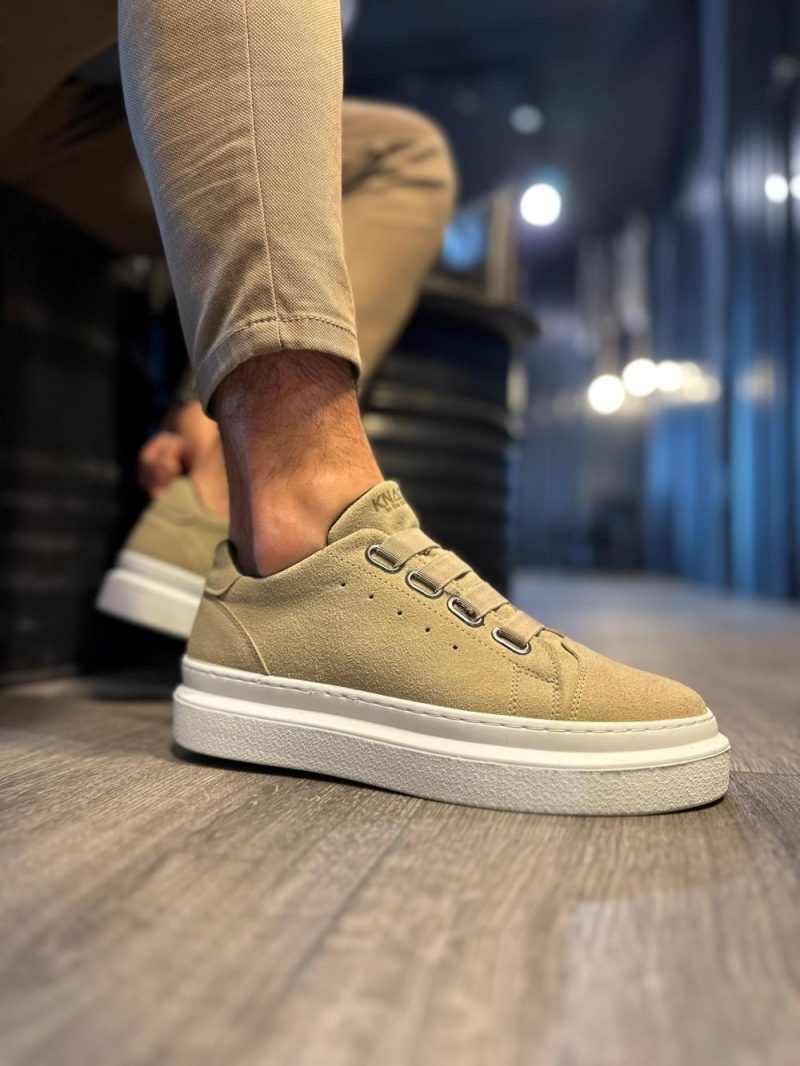 Solaress 521 Mens Sneakers, Leather Daily Shoes Mink Suede - Image 3