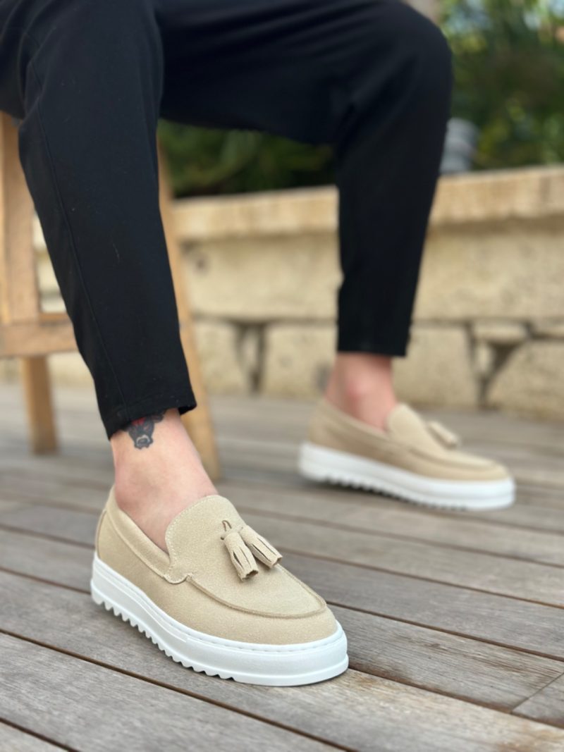 Boa BA0154 Men Sneakers, Linen Leather Beige Fashion Shoes
