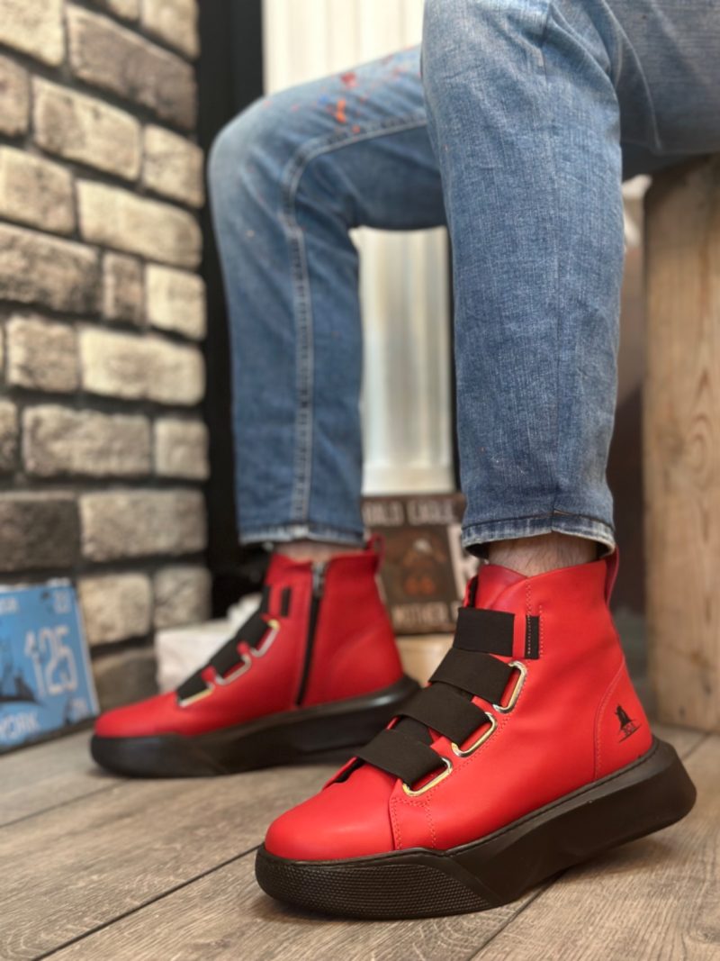 Boa BA0142 Men Boots,  Leather Red Fashion Shoes - Image 2