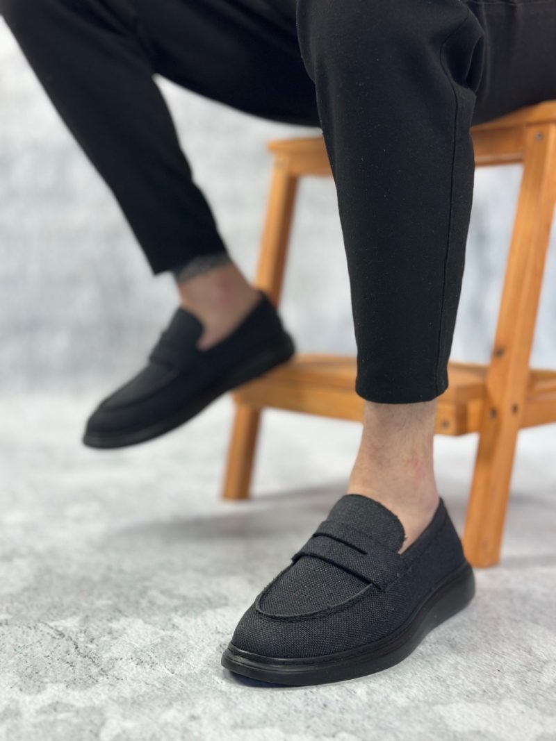 Boa BA0355 Men Classic Shoes, Linen Leather Black  Fashion Shoes