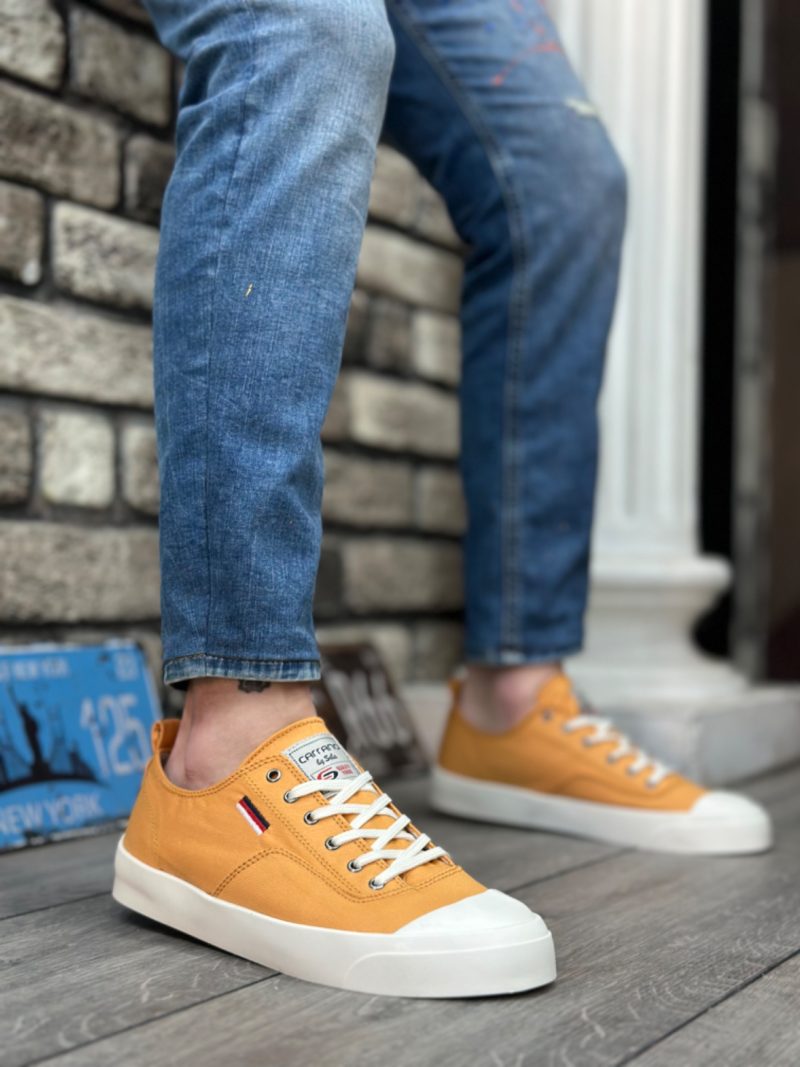 Boa BA0223 Men Casual Shoes, Linen Leather Yellow Fashion Shoes