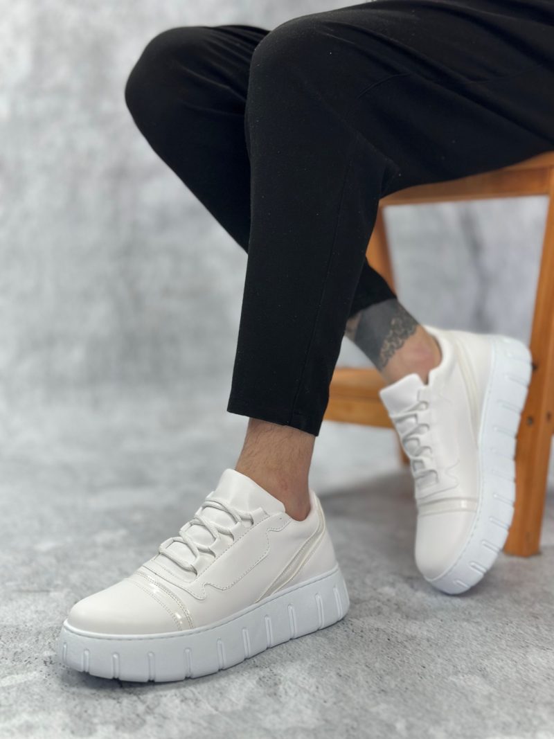 Boa BA0666 Men Sneakers,  Leather White Fashion Shoes - Image 2
