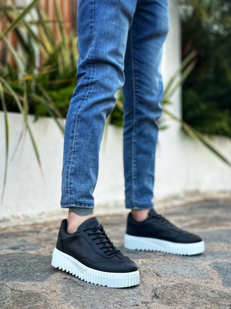 Boa BA0802 Men Sneakers,  Leather Black  Fashion Shoes