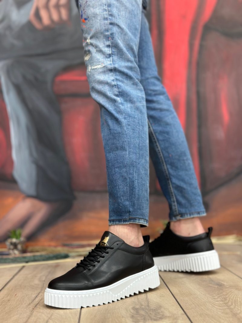 Boa BA8104 Men Sneakers,  Leather Black Fashion Shoes - Image 3