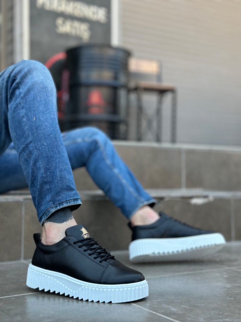 Boa BA8104 Men Sneakers,  Leather Black Fashion Shoes