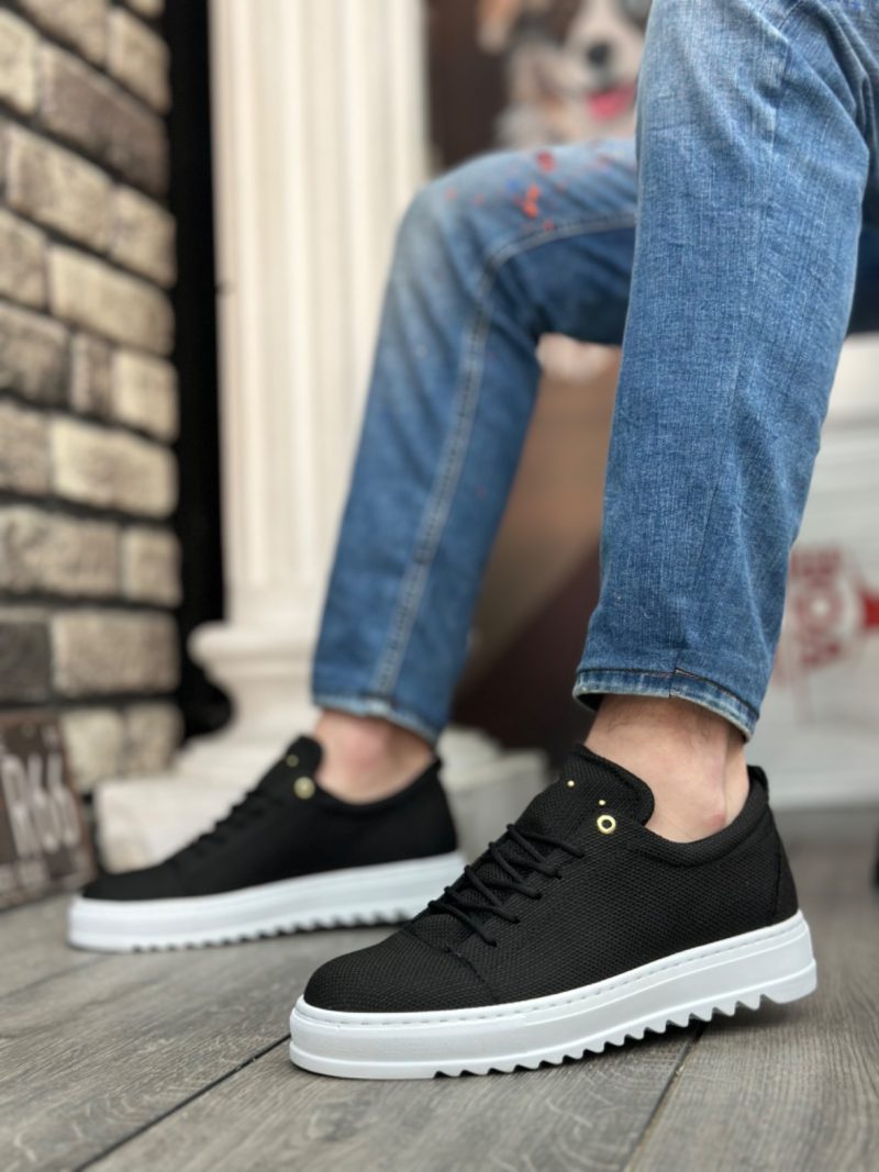 Boa BA0152 Men Sneakers, Linen Leather Black Fashion Shoes - Image 5