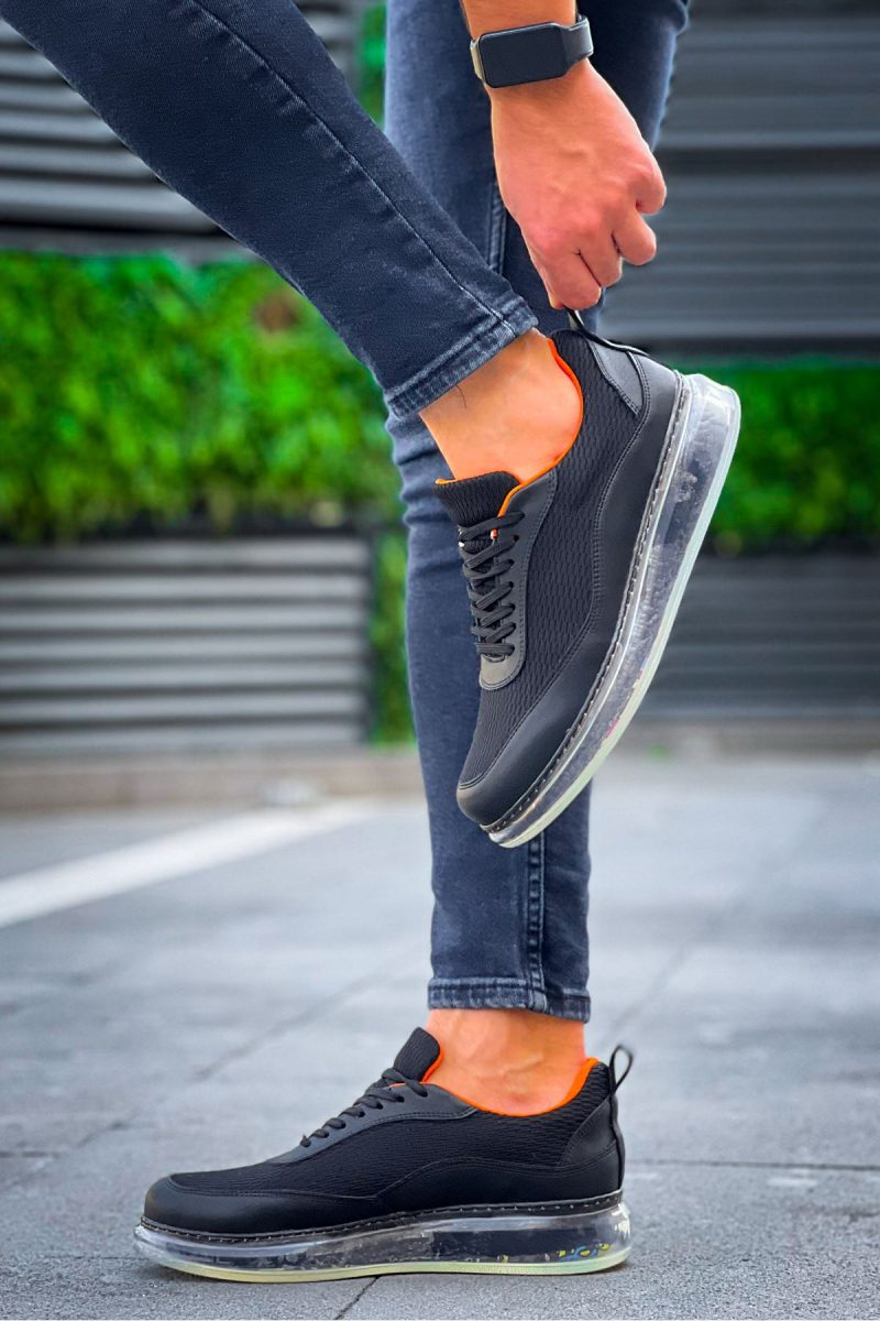 Chekich CH181 Men's Sneakers, Fashion Shoes, Black - Orange - Image 2