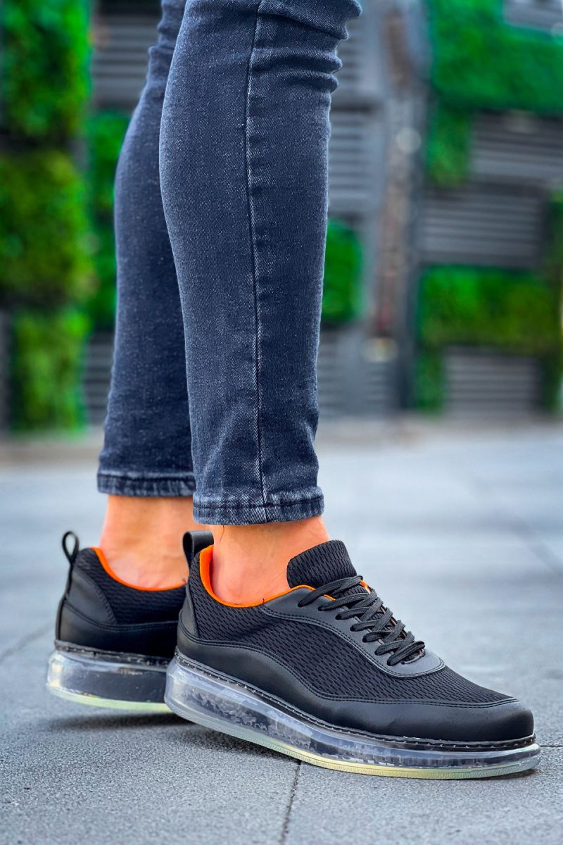 Chekich CH181 Men's Sneakers, Fashion Shoes, Black - Orange