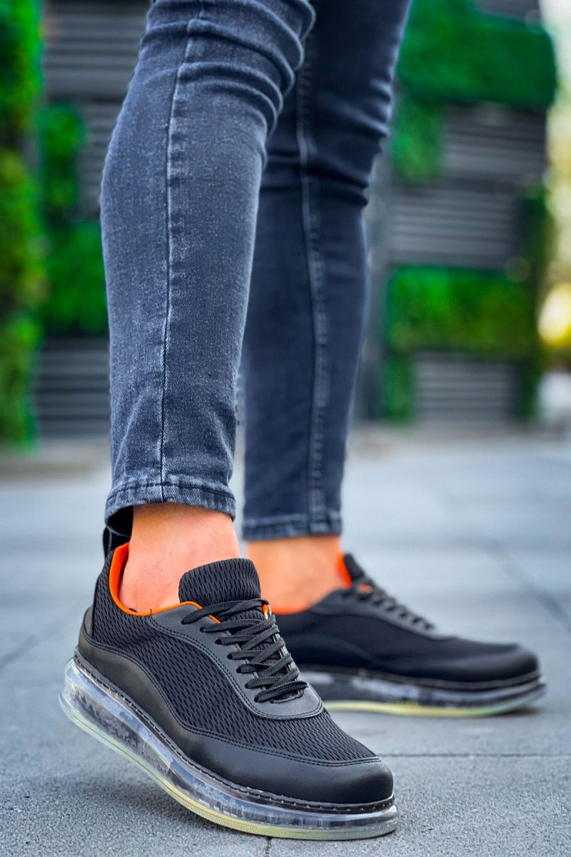Chekich CH181 Men's Sneakers, Fashion Shoes, Black - Orange - Image 5
