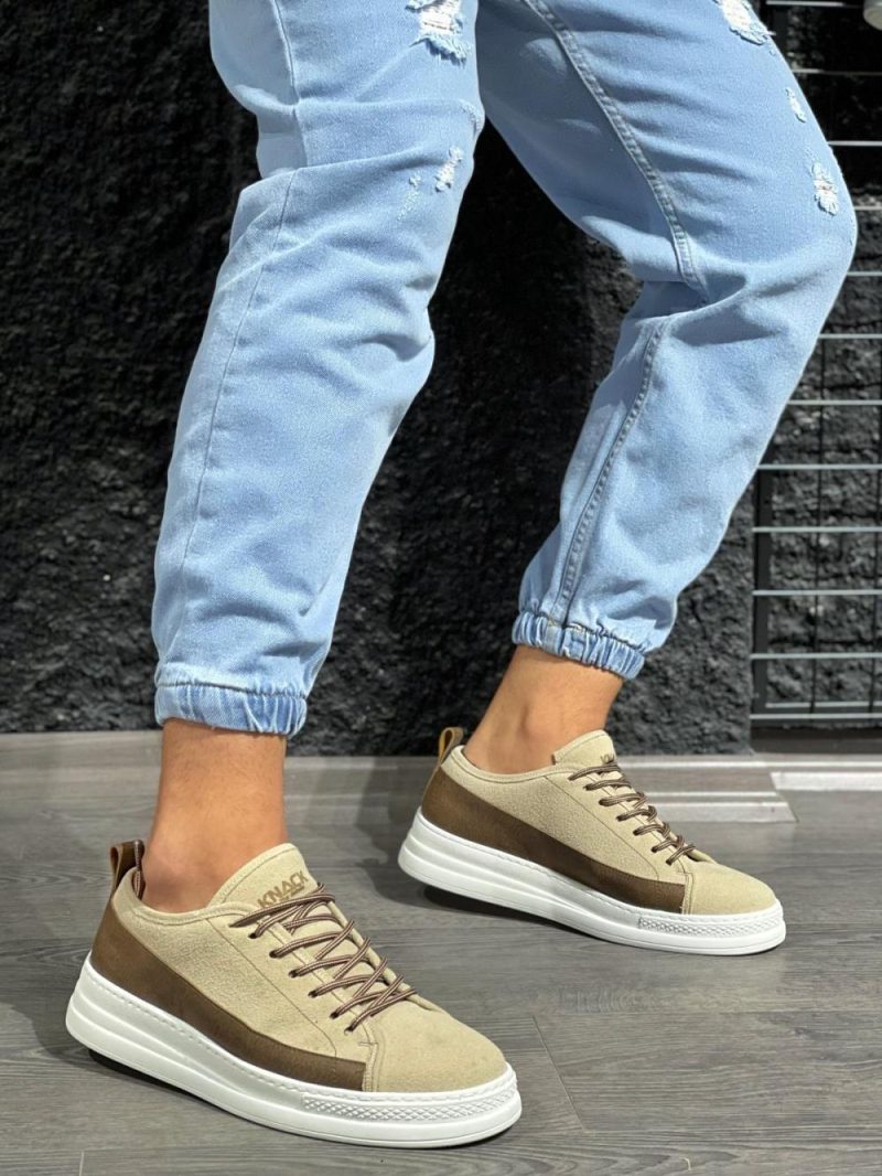 Solaress 010 Mens Sneakers, Leather Sneakers Shoes Mink Suede - Image 3
