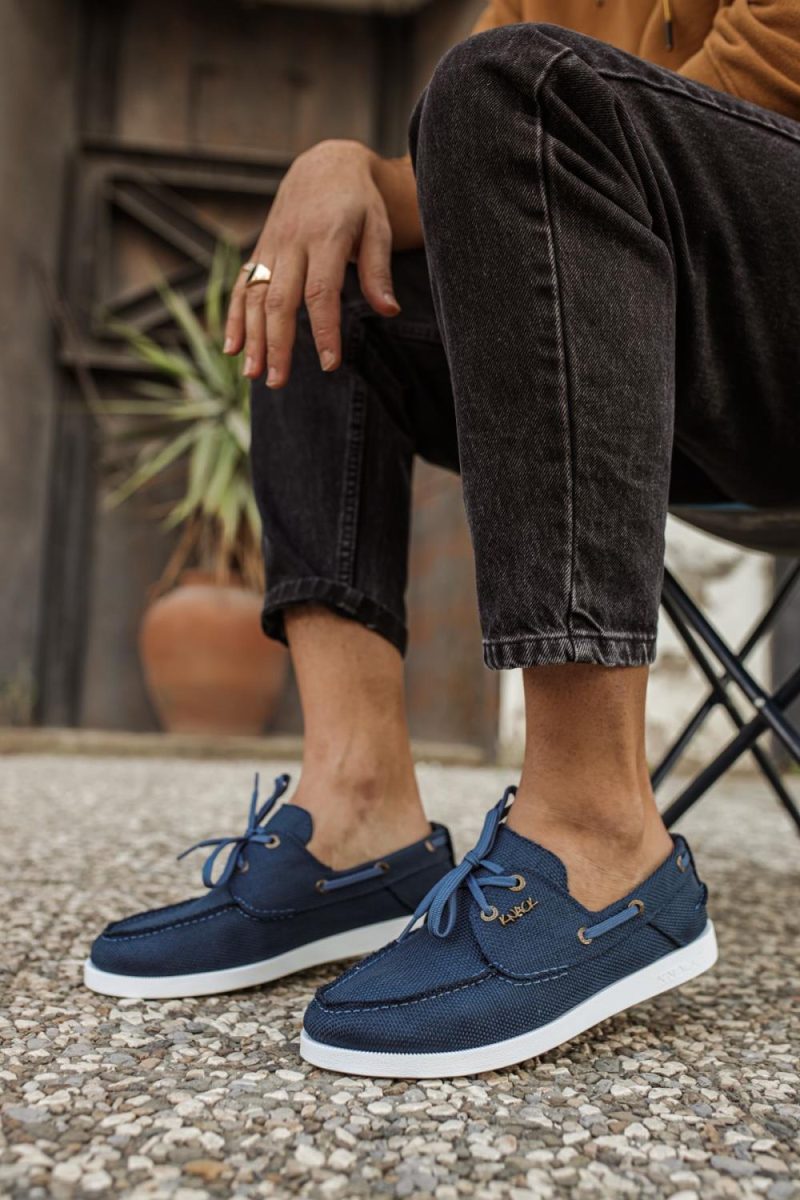 Solaress 008 Mens Sneakers, Leather Daily Shoes Blue - Image 2