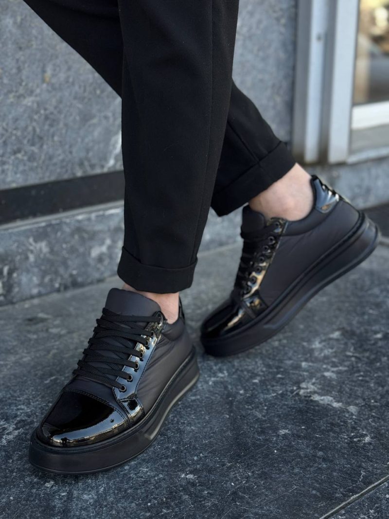 Boa KB-X46 Men Casual Shoes, Rugan Leather Black Fashion Shoes - Image 3