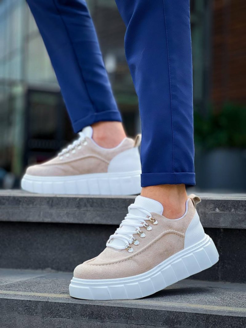 Boa KB-X10 Men Casual Shoes,  Leather Beige Fashion Shoes - Image 3