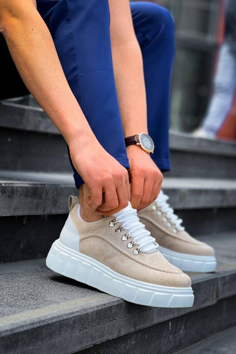Boa KB-X10 Men Casual Shoes,  Leather Beige Fashion Shoes