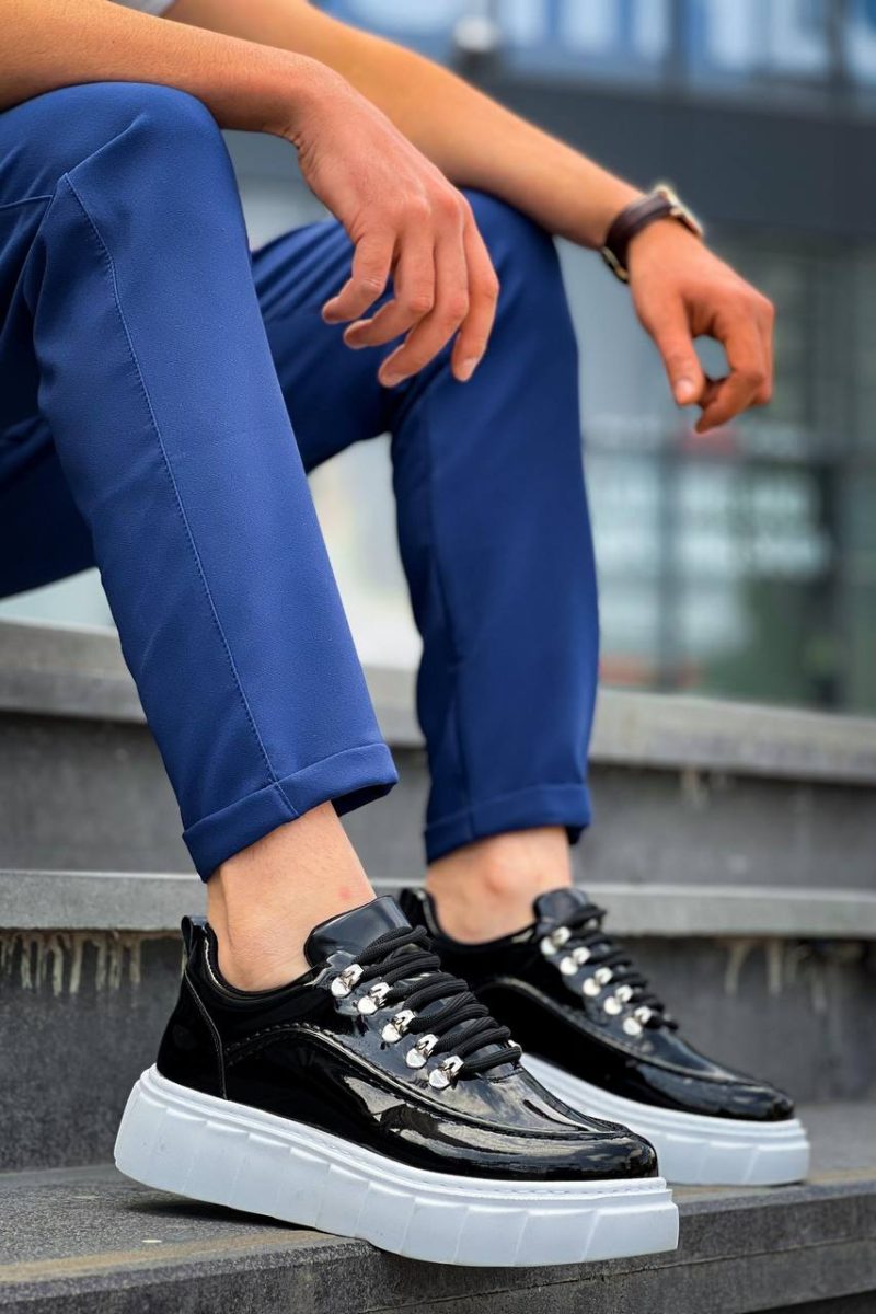 Boa KB-X10 Men Casual Shoes, Rugan Leather Black Fashion Shoes