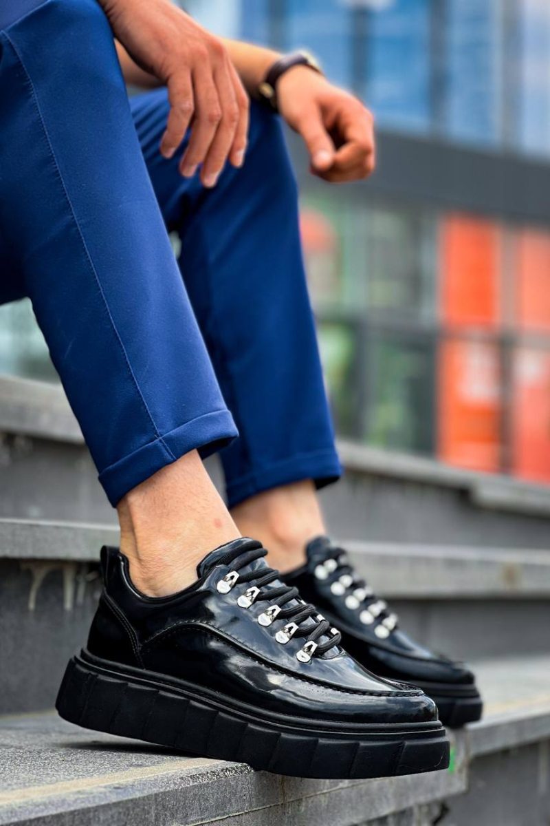 Boa KB-X10 Men Casual Shoes, Rugan Leather Black Fashion Shoes