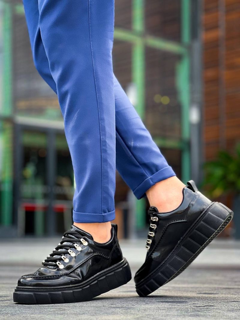 Boa KB-X10 Men Casual Shoes, Rugan Leather Black Fashion Shoes - Image 3