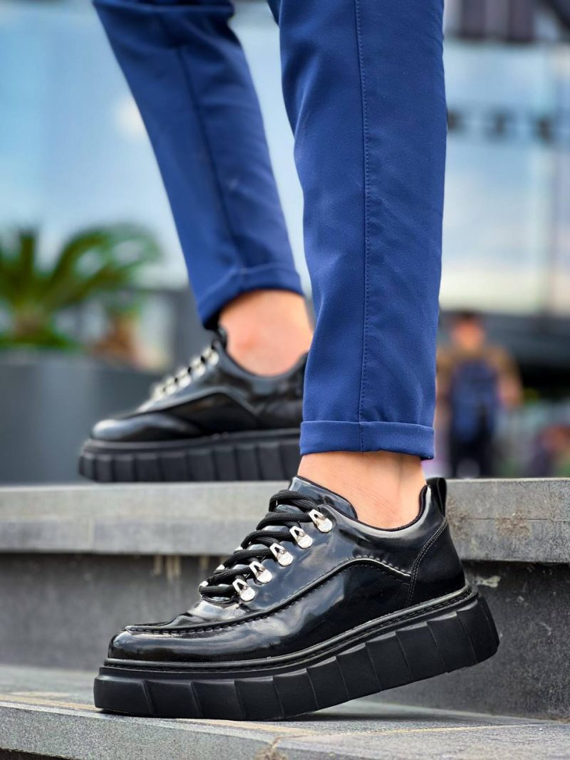 Boa KB-X10 Men Casual Shoes, Rugan Leather Black Fashion Shoes - Image 2