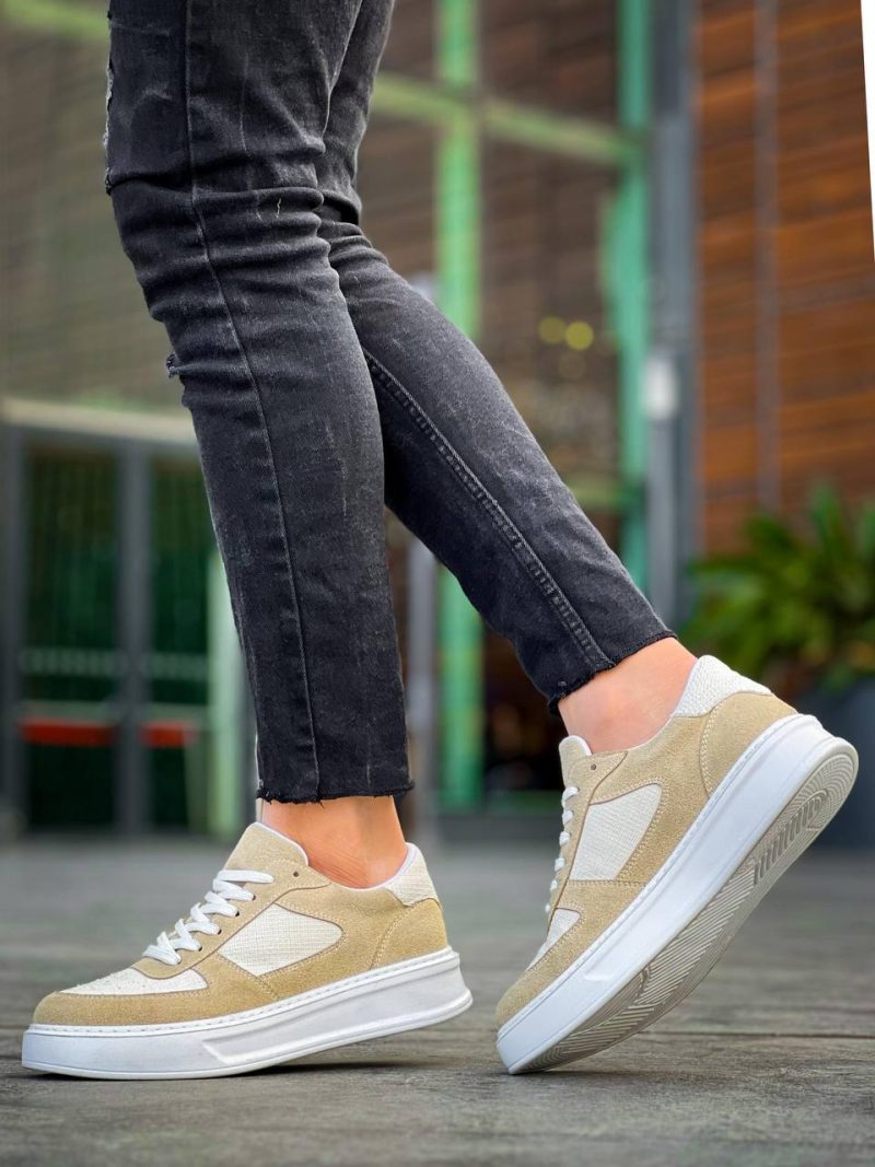 Boa KB-X8- Men Casual Shoes, Linen Leather Beige Fashion Shoes - Image 2