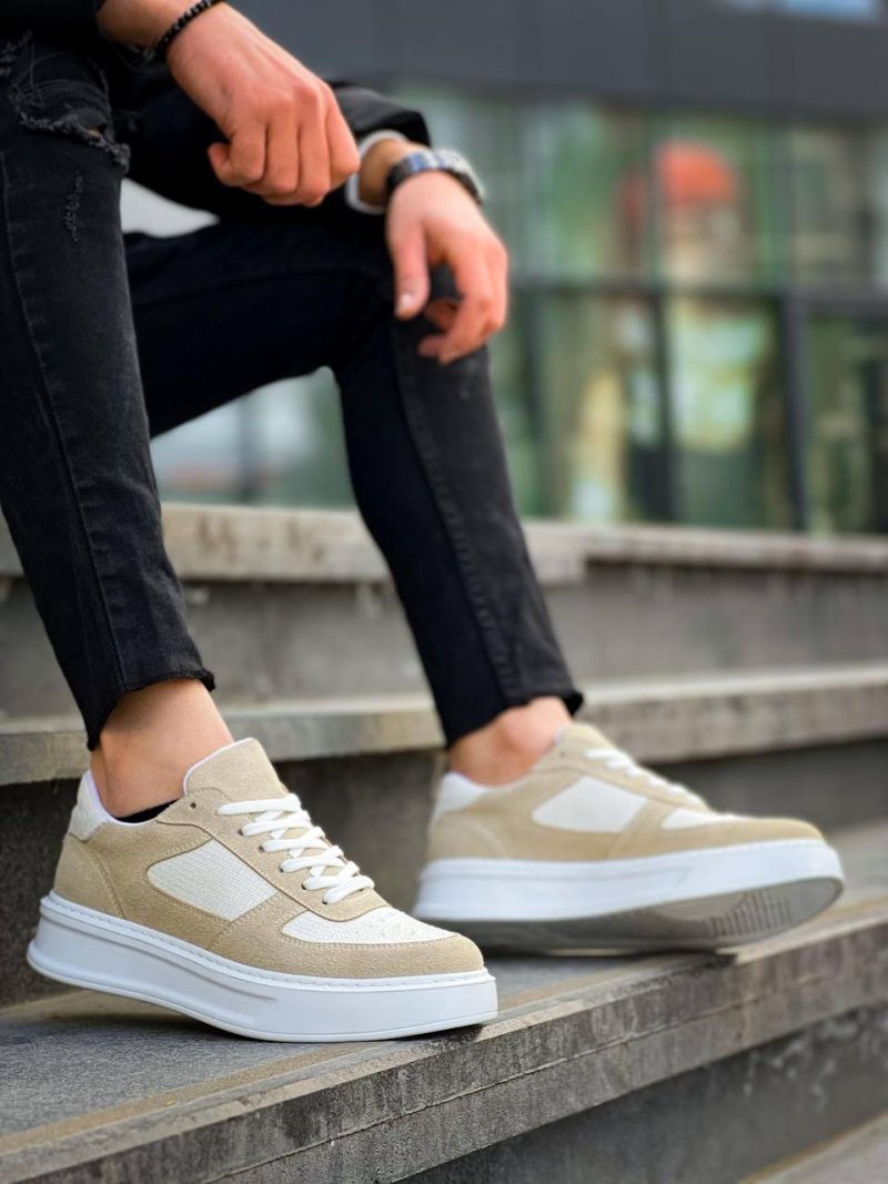 Boa KB-X8- Men Casual Shoes, Linen Leather Beige Fashion Shoes