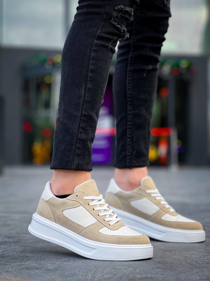 Boa KB-X8- Men Casual Shoes, Linen Leather Beige Fashion Shoes - Image 3