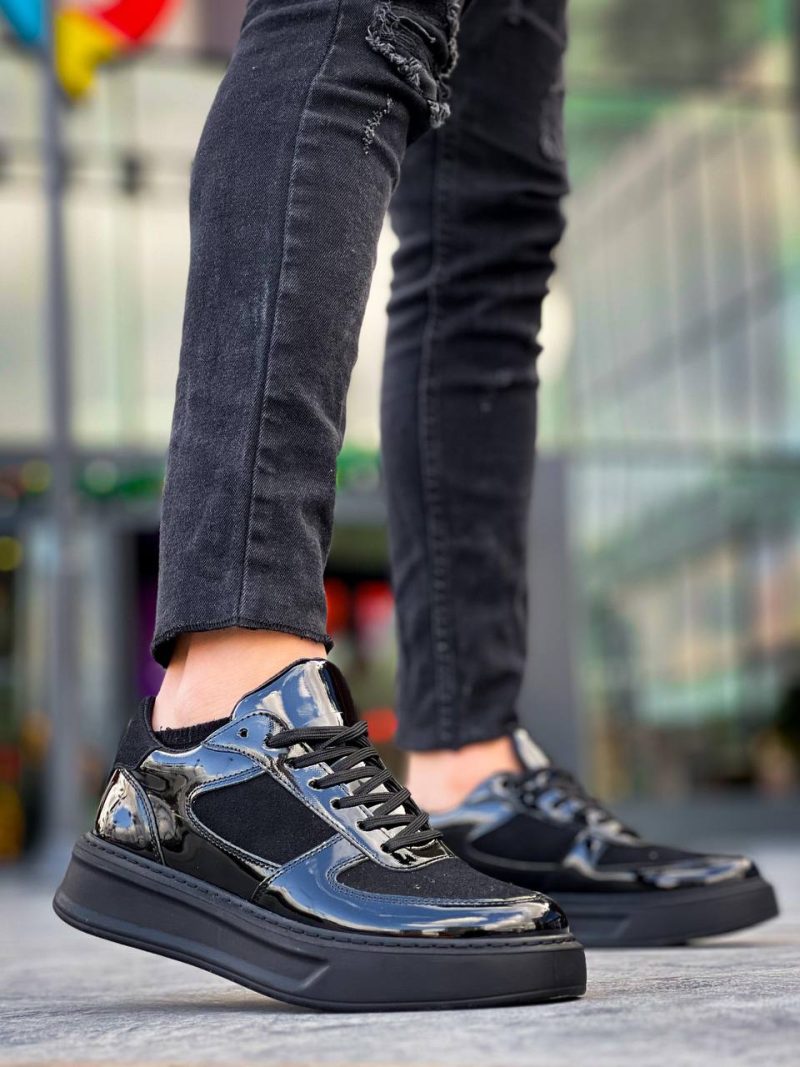 Boa KB-X8- Men Casual Shoes, Rugan Leather Black Fashion Shoes - Image 3