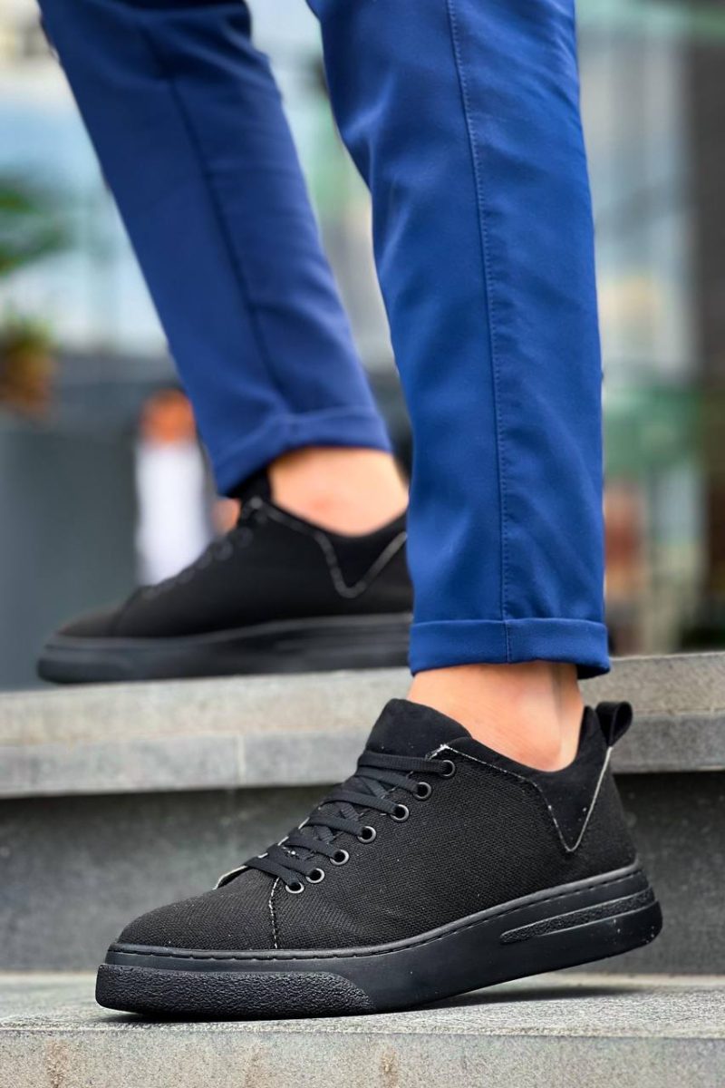 Boa KB-X20 Men Casual Shoes, Linen Leather Black Fashion Shoes - Image 3