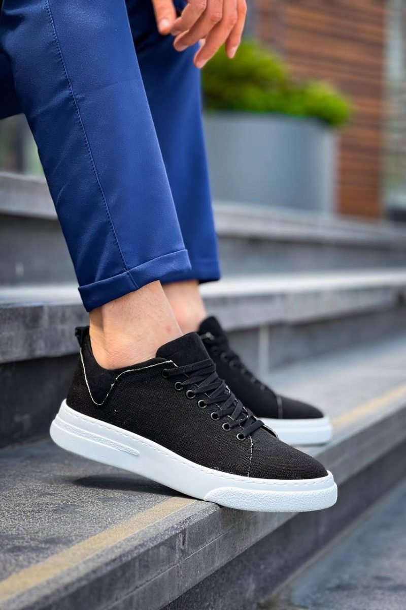 Boa KB-X20 Men Casual Shoes, Linen Leather Black Fashion Shoes