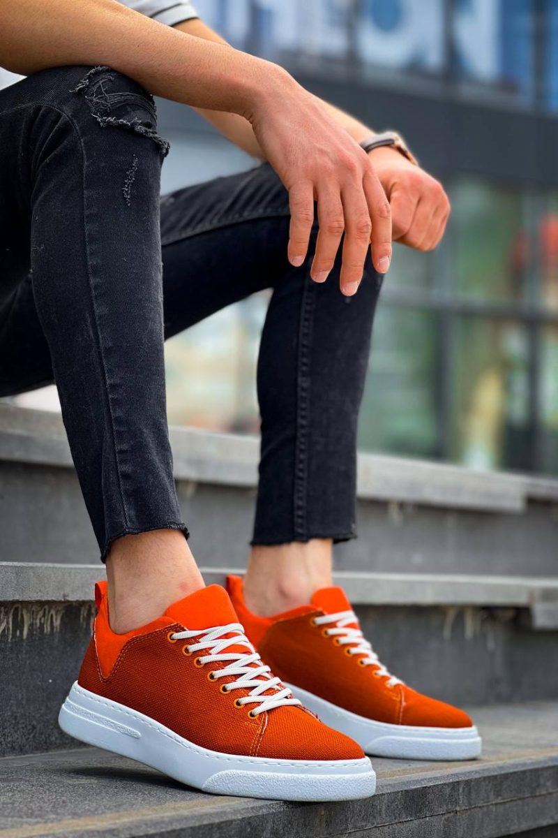 Boa KB-X20 Men Casual Shoes, Linen Leather Orange Fashion Shoes