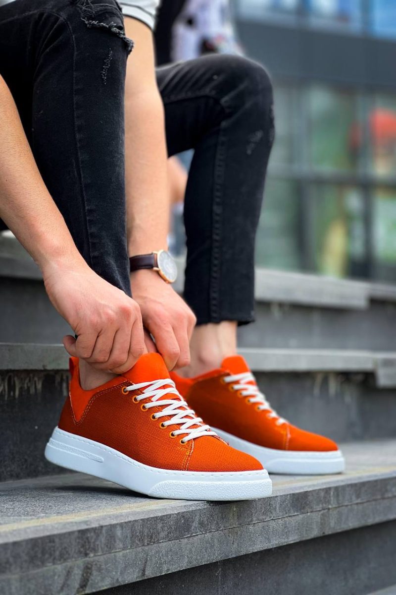 Boa KB-X20 Men Casual Shoes, Linen Leather Orange Fashion Shoes - Image 2