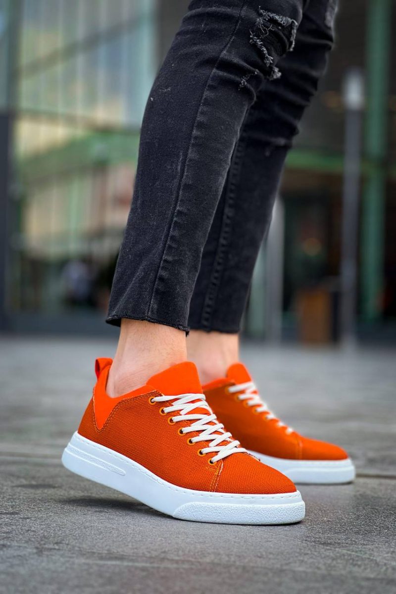 Boa KB-X20 Men Casual Shoes, Linen Leather Orange Fashion Shoes - Image 3