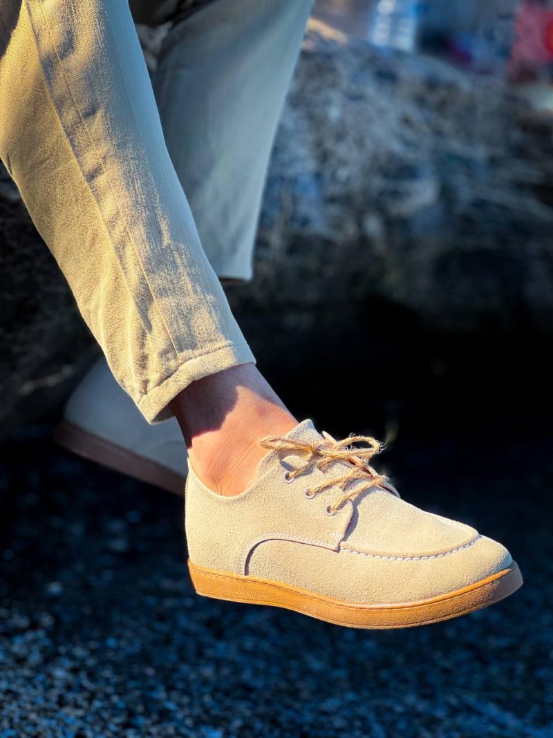 Boa KB-X5- Men Casual Shoes,  Leather Beige Fashion Shoes - Image 3
