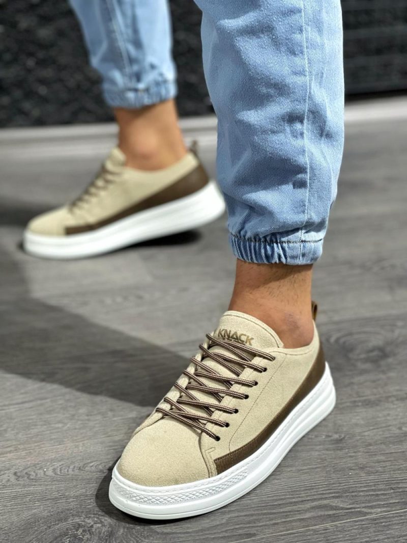 Solaress 010 Mens Sneakers, Leather Sneakers Shoes Mink Suede - Image 2