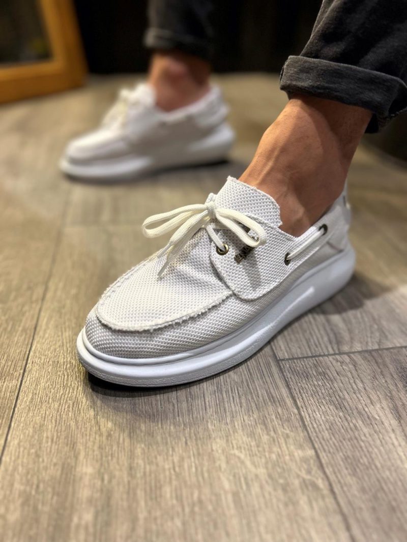 Solaress 009 Mens Sneakers, Leather Daily Shoes White - Image 2