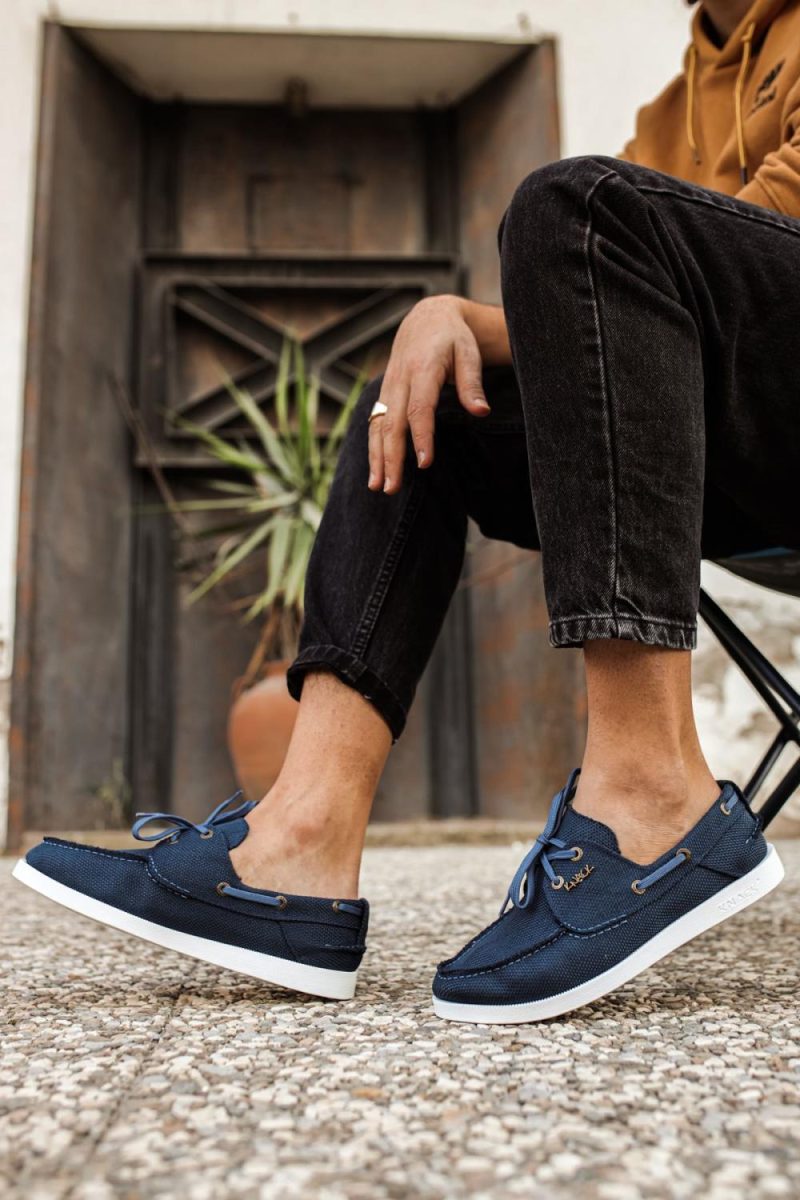 Solaress 008 Mens Sneakers, Leather Daily Shoes Blue - Image 3