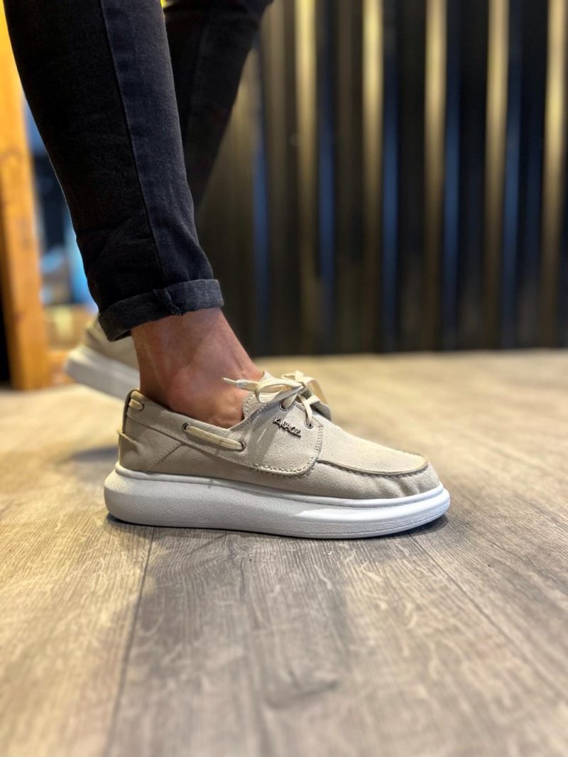 Solaress 009 Mens Sneakers, Leather Daily Shoes Taş - Image 4