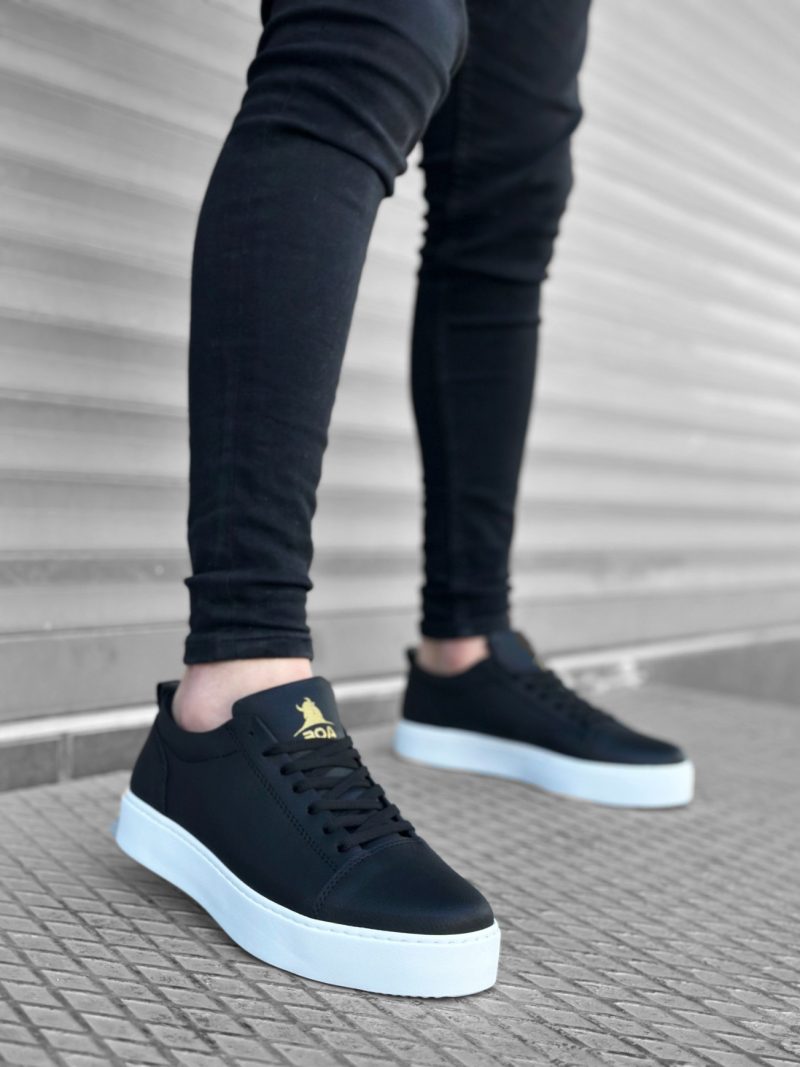 Boa BA104- Men Sneakers,  Leather Black Fashion Shoes - Image 2