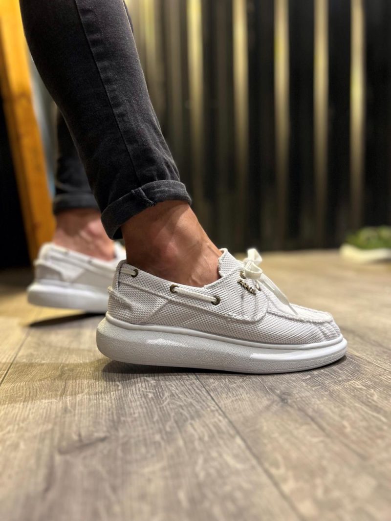 Solaress 009 Mens Sneakers, Leather Daily Shoes White - Image 4