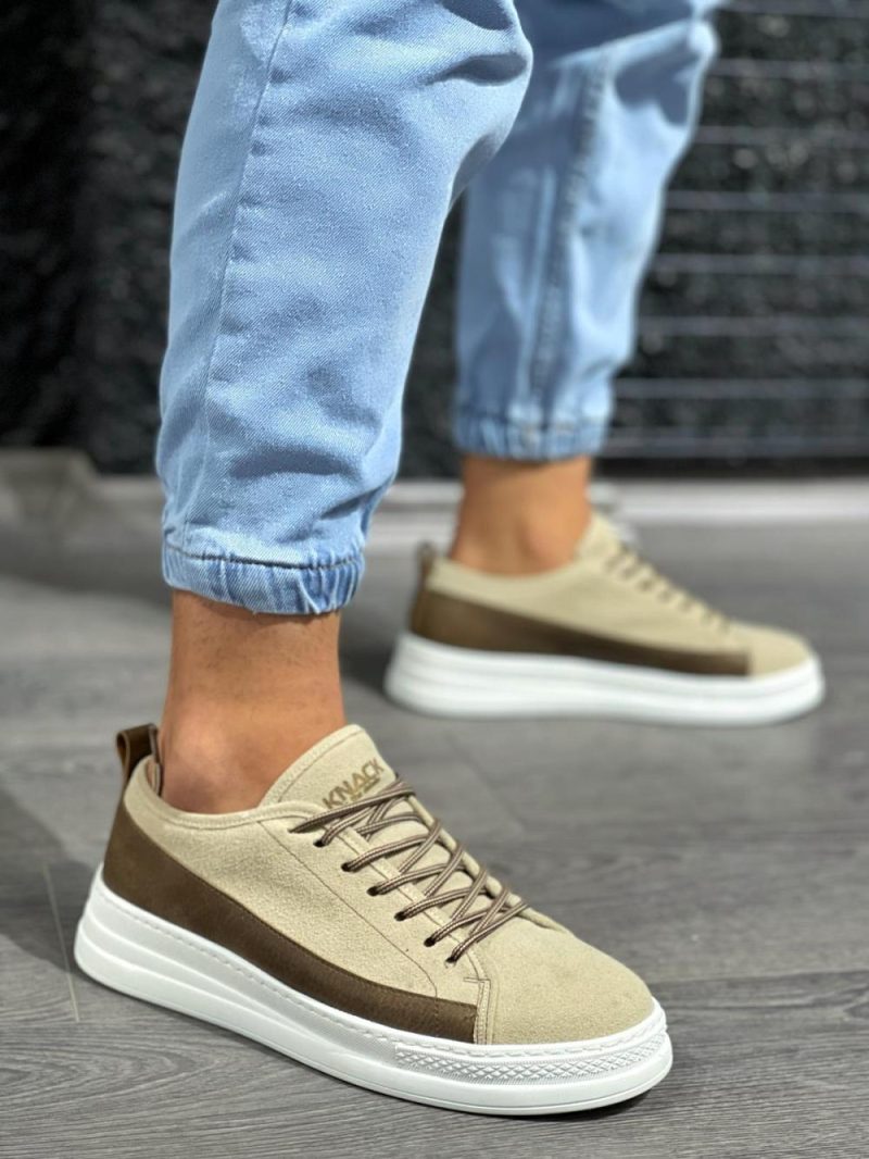 Solaress 010 Mens Sneakers, Leather Sneakers Shoes Mink Suede